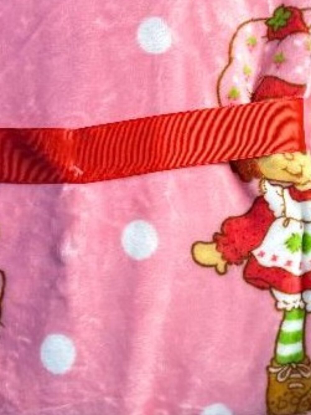 NEW BEAUTIFUL STRAWBERRY SHORTCAKE & KITTY CUSTARD 60" X 70" PLUSH THROW BLANKET - Picture 6 of 13